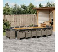 vidaXL Set da Pranzo da Giardino 17pz con Cuscini Grigio in Polyrattan