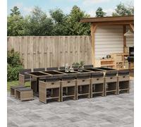vidaXL Set da Pranzo da Giardino 17pz con Cuscini Grigio in Polyrattan