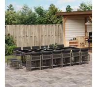 vidaXL Set da Pranzo da Giardino 17pz con Cuscini Grigio in Polyrattan