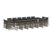 vidaXL Set da Pranzo da Giardino 17pz con Cuscini Grigio in Polyrattan, Set da Pranzo, Set da Giardino, Set mobili da Giardino, Set da Pranzo 16 posti