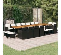 vidaXL Set da Pranzo da Giardino 19 pz con Cuscini in Polyrattan Nero