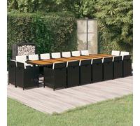 vidaXL Set da Pranzo da Giardino 19 pz con Cuscini in Polyrattan Nero