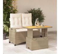 vidaXL Set da Pranzo da Giardino 2 pz con Cuscini Beige in Polyrattan