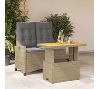 vidaXL Set da Pranzo da Giardino 2 pz con Cuscini Beige in Polyrattan