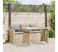 vidaXL Set da Pranzo da Giardino 2 pz con Cuscini Beige in Polyrattan