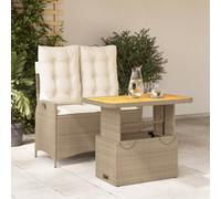 vidaXL Set da Pranzo da Giardino 2 pz con Cuscini Beige in Polyrattan