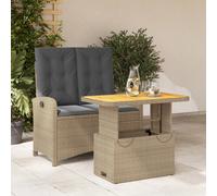 vidaXL Set da Pranzo da Giardino 2 pz con Cuscini Beige in Polyrattan