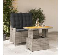 vidaXL Set da Pranzo da Giardino 2 pz con Cuscini in Polyrattan Grigio