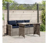 vidaXL Set da Pranzo da Giardino 2 pz con Cuscini in Polyrattan Grigio