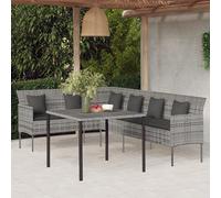 vidaXL Set da Pranzo da Giardino 2 pz con Cuscini in Polyrattan Grigio