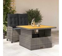 Set da Pranzo da Giardino 2 pz con Cuscini in Polyrattan Grigio