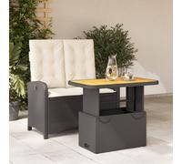 vidaXL Set da Pranzo da Giardino 2 pz con Cuscini Nero in Polyrattan