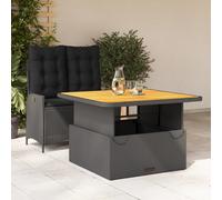 vidaXL Set da Pranzo da Giardino 2 pz con Cuscini Nero in Polyrattan