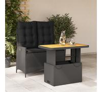 vidaXL Set da Pranzo da Giardino 2 pz con Cuscini Nero in Polyrattan