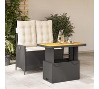 vidaXL Set da Pranzo da Giardino 2 pz con Cuscini Nero in Polyrattan