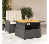 Set da Pranzo da Giardino 2 pz con Cuscini Nero in Polyrattan