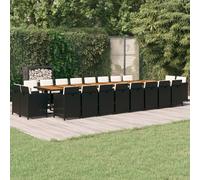 vidaXL Set da Pranzo da Giardino 21 pz con Cuscini in Polyrattan Nero