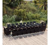 vidaXL Set da Pranzo da Giardino 21 pz con Cuscini in Polyrattan Nero