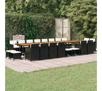 vidaXL Set da Pranzo da Giardino 21 pz con Cuscini in Polyrattan Nero