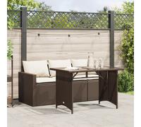 vidaXL Set da Pranzo da Giardino 2pz con Cuscini in Polyrattan Marrone