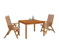 vidaXL Set da pranzo da giardino 3 pezzi 3 pz Naturale