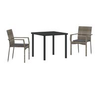 vidaXL Gartenstühle Set mit 2 dunklen grauen Kissen, Poly-Rattan, pulverbeschichtetem Stahl, Outdoor Patio Möbel, bequemer Sitz, gepolsterte Moderne Stühle für Balkon