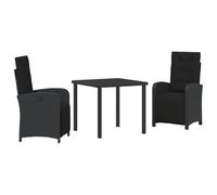 vidaXL Set da Pranzo da Giardino 3 Pezzi con Cuscini in Rattan Nero, Tavolo Quadrato Moderno e sedie per l'esterno. Mobili Resistenti alle intemperie, Perfetti per terrazzo, Patio, Giardino o verand