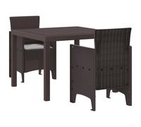 vidaXL Set da Pranzo per Giardino 3 pcs Marrone Rattan Polt