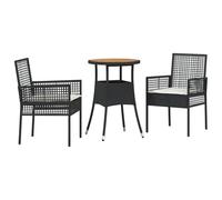 vidaXL Set da Pranzo da Giardino 3 Pezzi Nero Polyrattan con Cuscini Panna Tavolo e Sedie da Esterno per Piccole Aree Ottimo su Balcone o Patio