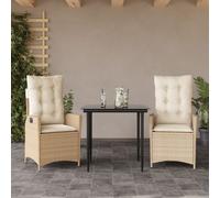 vidaXL Set da Pranzo da Giardino 3 pz con Cuscini Beige in Polyrattan