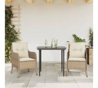 vidaXL Set da Pranzo da Giardino 3 pz con Cuscini Beige in Polyrattan