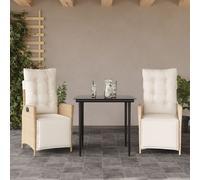 vidaXL Set da Pranzo da Giardino 3 pz con Cuscini Beige in Polyrattan