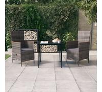 vidaXL Set da Pranzo da Giardino 3 pz con Cuscini Grigio