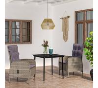 vidaXL Set da Pranzo da Giardino 3 pz con Cuscini Grigio e Nero