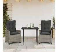 vidaXL Set da Pranzo da Giardino 3 pz con Cuscini in Polyrattan Grigio