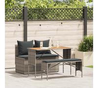 vidaXL Set da Pranzo da Giardino 3 pz con Cuscini in Polyrattan Grigio