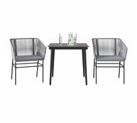 SET TAVOLO E SEDIE VIDAXL 3 pz con Cuscini in Polyrattan Vetro - 3334527
