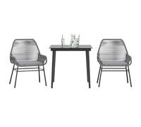 SET TAVOLO E SEDIE VIDAXL 3 pz con Cuscini in Polyrattan Vetro - 3334478
