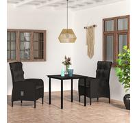 vidaXL Set da Pranzo da Giardino 3 pz con Cuscini Nero