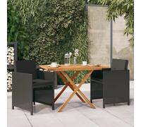 vidaXL Set da Pranzo da Giardino 3 pz con Cuscini Nero