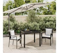 Set da Pranzo da Giardino 3 pz con Cuscini Nero in Polyrattan