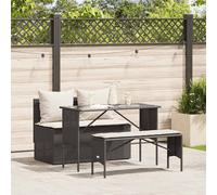 SET TAVOLO E SEDIE VIDAXL 3 pz con Cuscini Nero in Polyrattan - 4104181