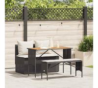 vidaXL Set da Pranzo da Giardino 3 pz con Cuscini Nero in Polyrattan