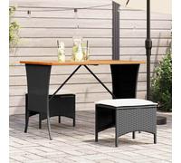 vidaXL Set da Pranzo da Giardino 3 pz con Cuscini Nero in Polyrattan