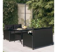 vidaXL Set da Pranzo da Giardino 3 pz con Cuscini Nero in Polyrattan