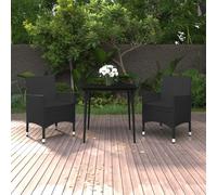 vidaXL Set da Pranzo da Giardino 3 pz con Cuscini Polyrattan e Vetro