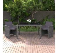 vidaXL Set da Pranzo da Giardino 3 pz con Cuscini Polyrattan Grigio