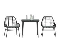 SET TAVOLO E SEDIE VIDAXL 3 pz con Cuscini Polyrattan Vetro - 3334450
