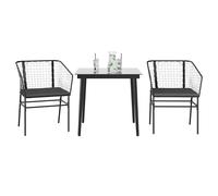 vidaXL Set da Pranzo da Giardino 3 pz con Cuscini Polyrattan Vetro