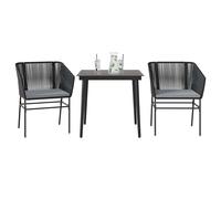 SET TAVOLO E SEDIE VIDAXL 3 pz con Cuscini Polyrattan Vetro - 3334513